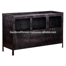 Industrial Metal Black Vintage 3 Tür TV Stand